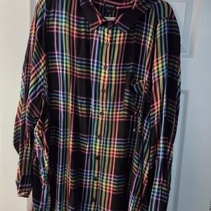 TORRID Vibrant Rainbow Plaid Button Down Shirt Size 6